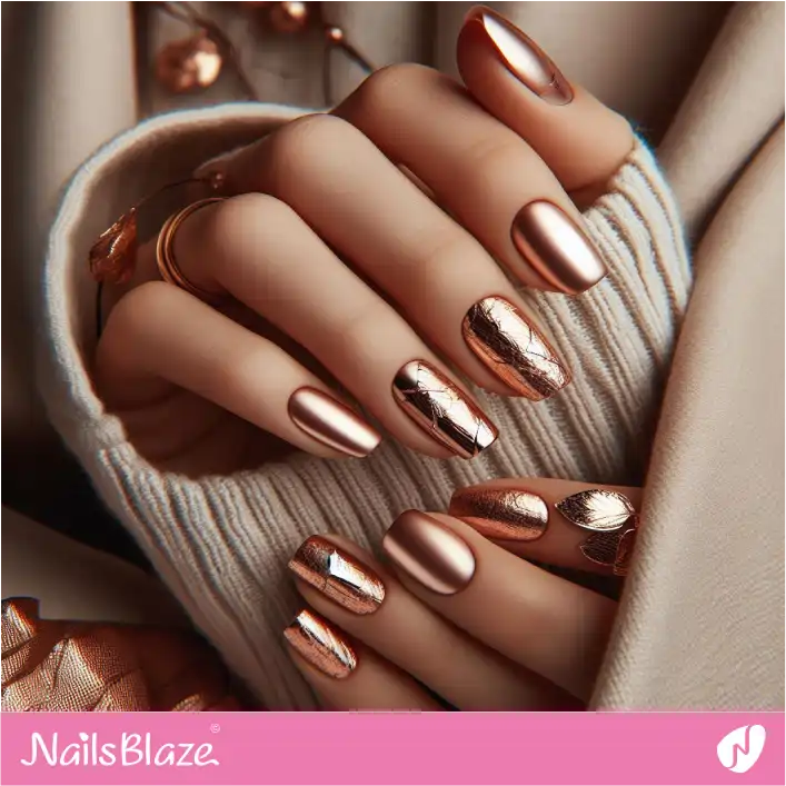 Nails Design with Rose Gold Foil | Foil Nails - NB4145